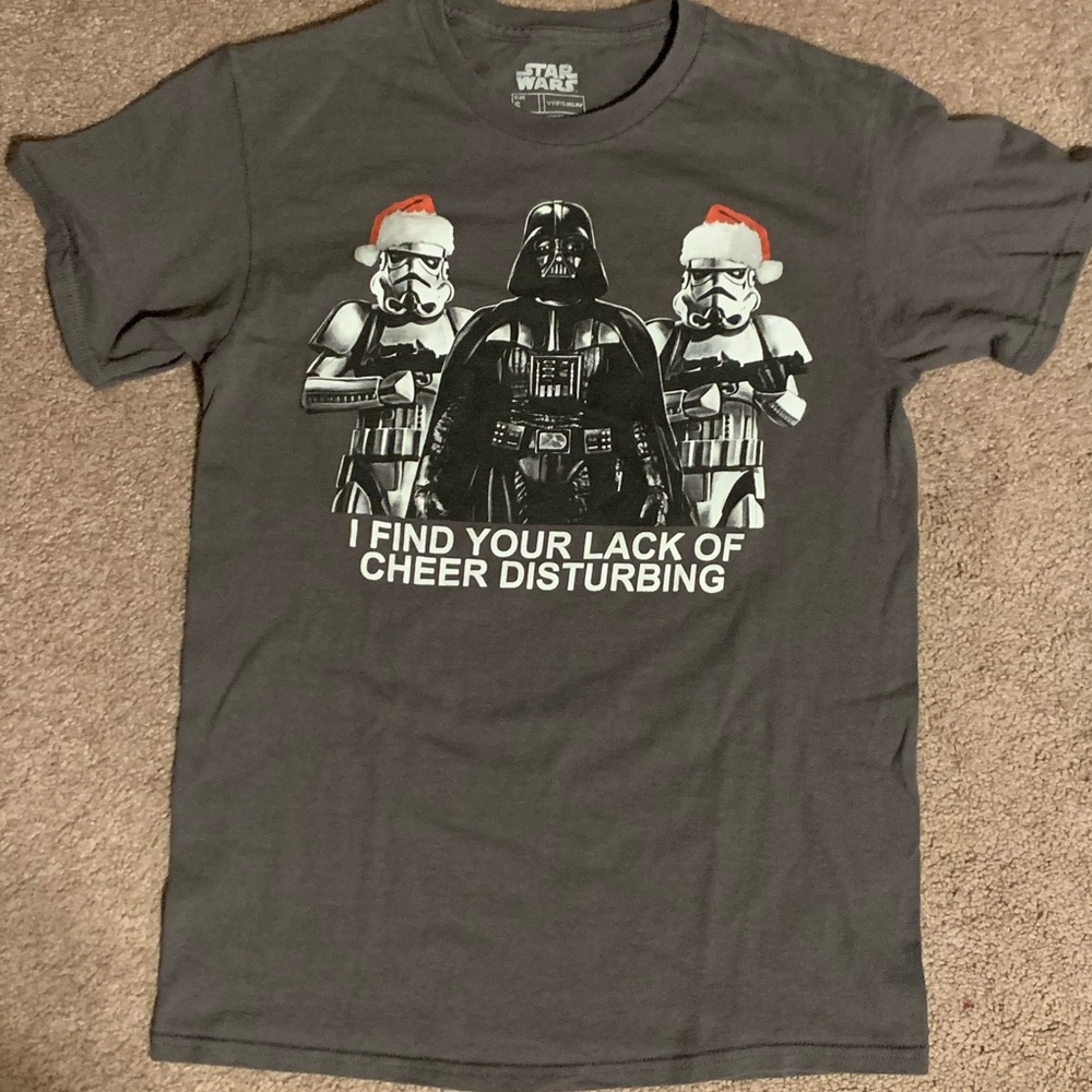 Sz S Star Wars Christmas Darth Vader Santa Storm Trooper tee shirt
